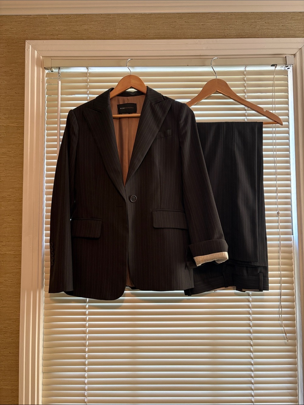 Women’s BCBG Charcoal Pinstripe Suit Blazer & Trousers - Classic Formal Set
